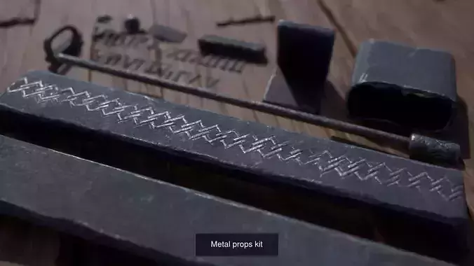 Medieval wood planks and metal collection