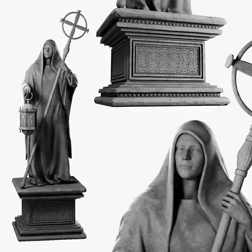 Holy Priest Statue Game-Ready 3d model