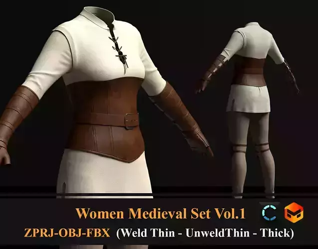 Women Medieval Set Vol01 3D model