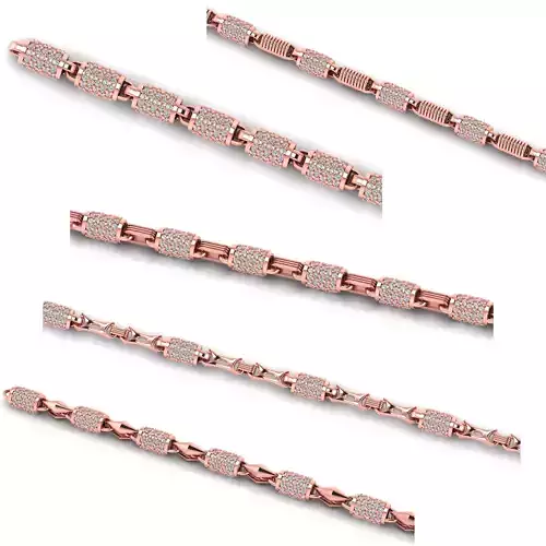 5 set of  chain or necklace or bracelet 3d model 3D Model Collection