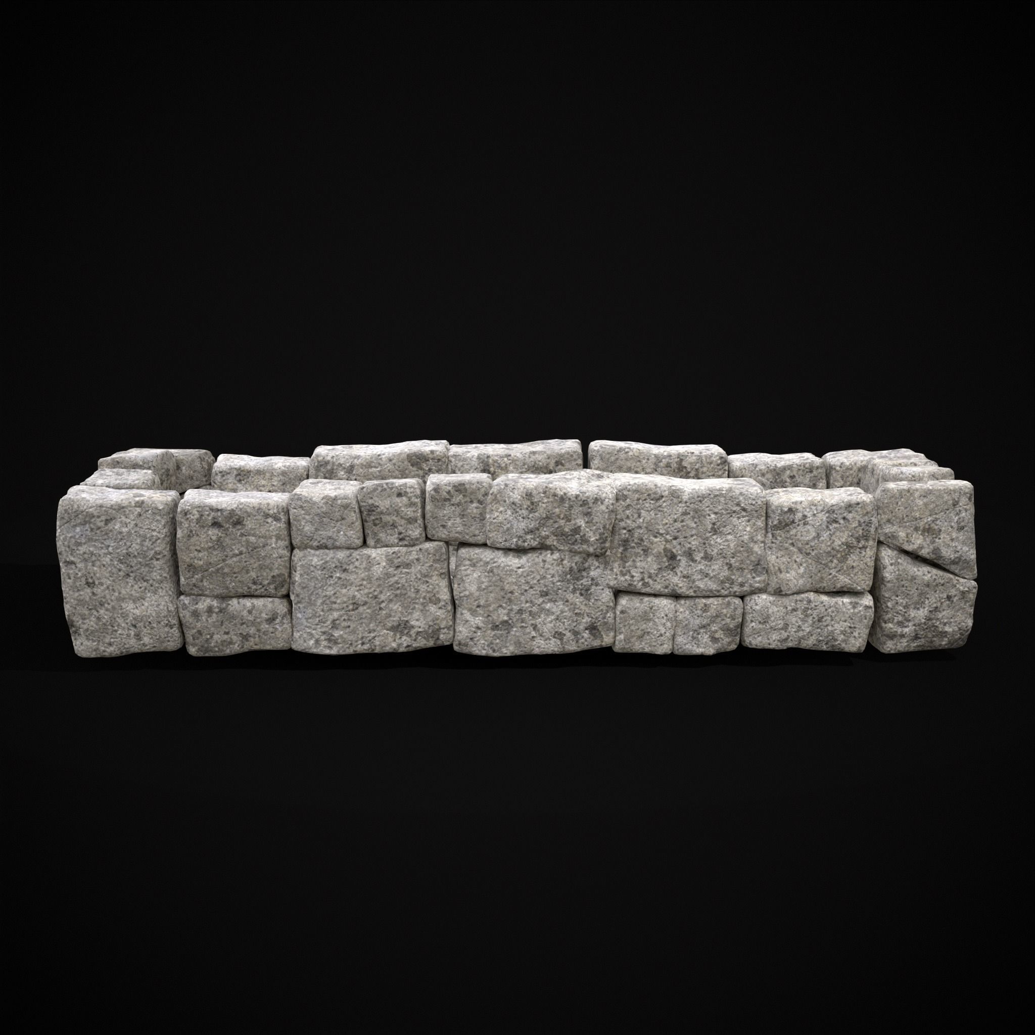 Rustic Stone Fireplace Low-poly 3D model_5