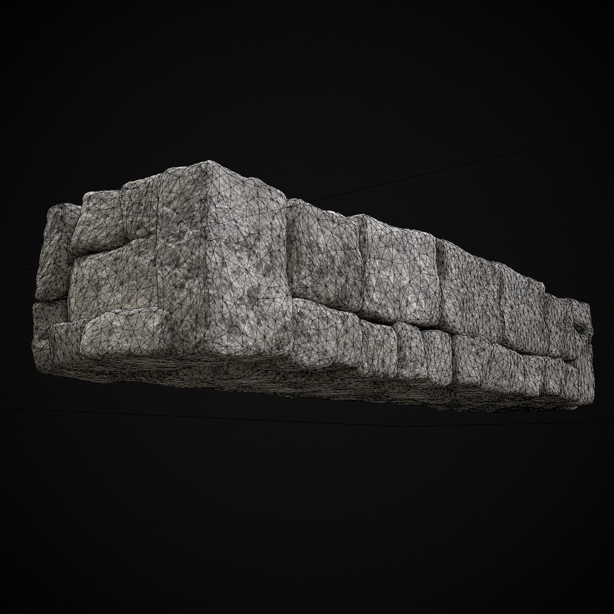 Rustic Stone Fireplace Low-poly 3D model_18
