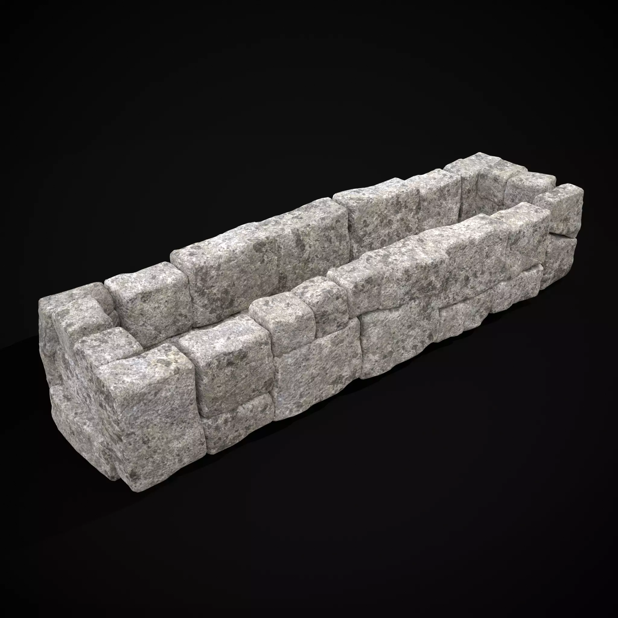 Rustic Stone Fireplace Low-poly 3D model_0