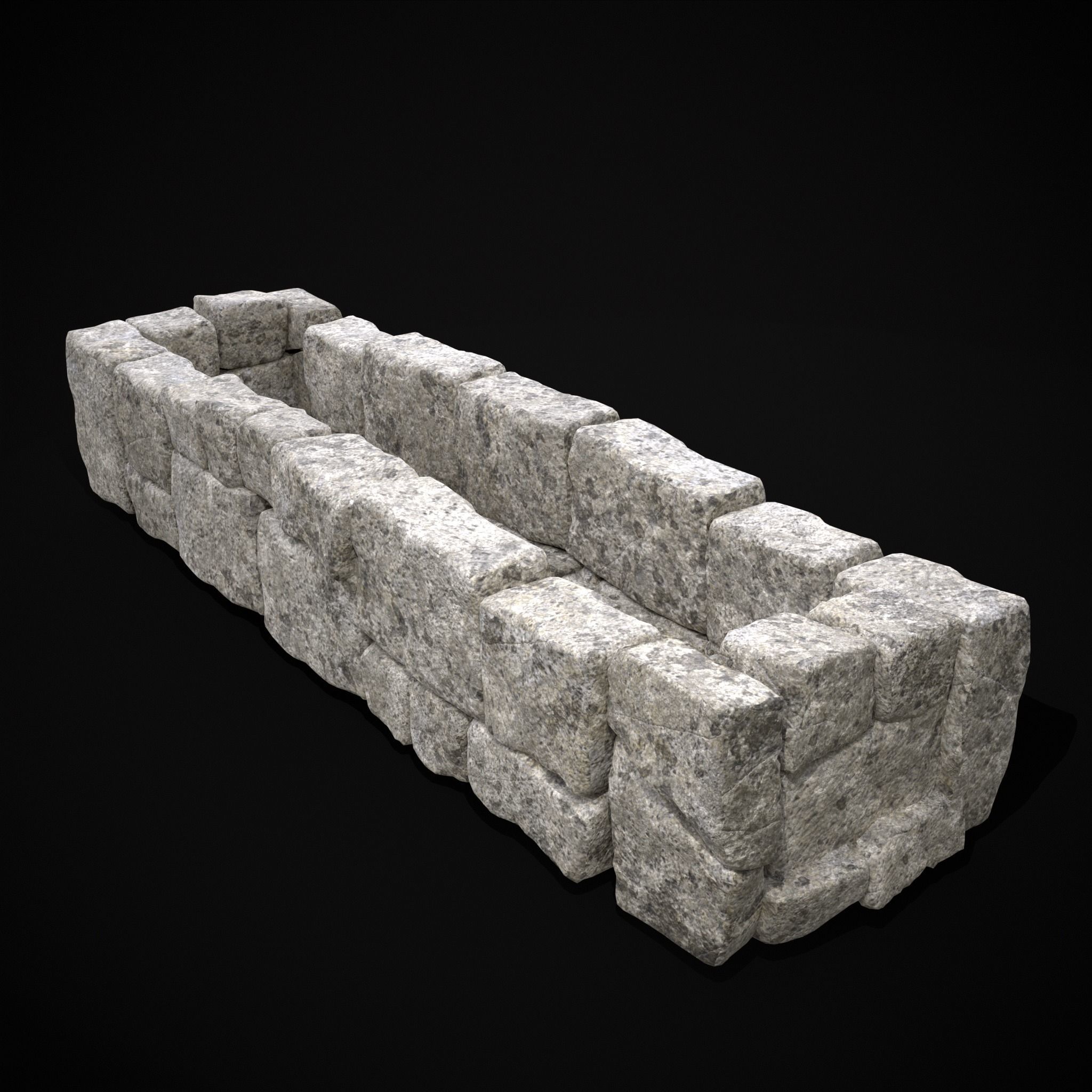 Rustic Stone Fireplace Low-poly 3D model_7