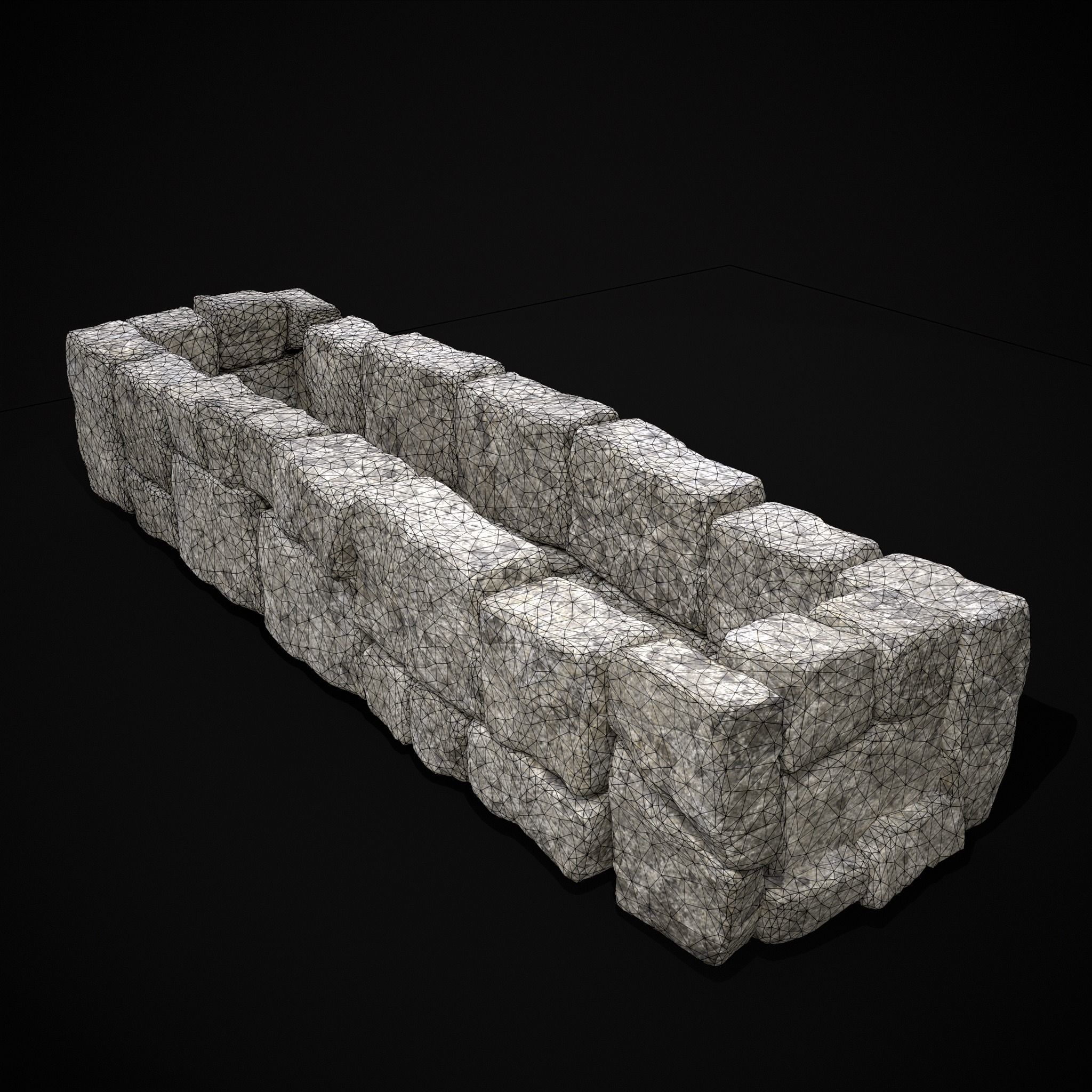 Rustic Stone Fireplace Low-poly 3D model_8