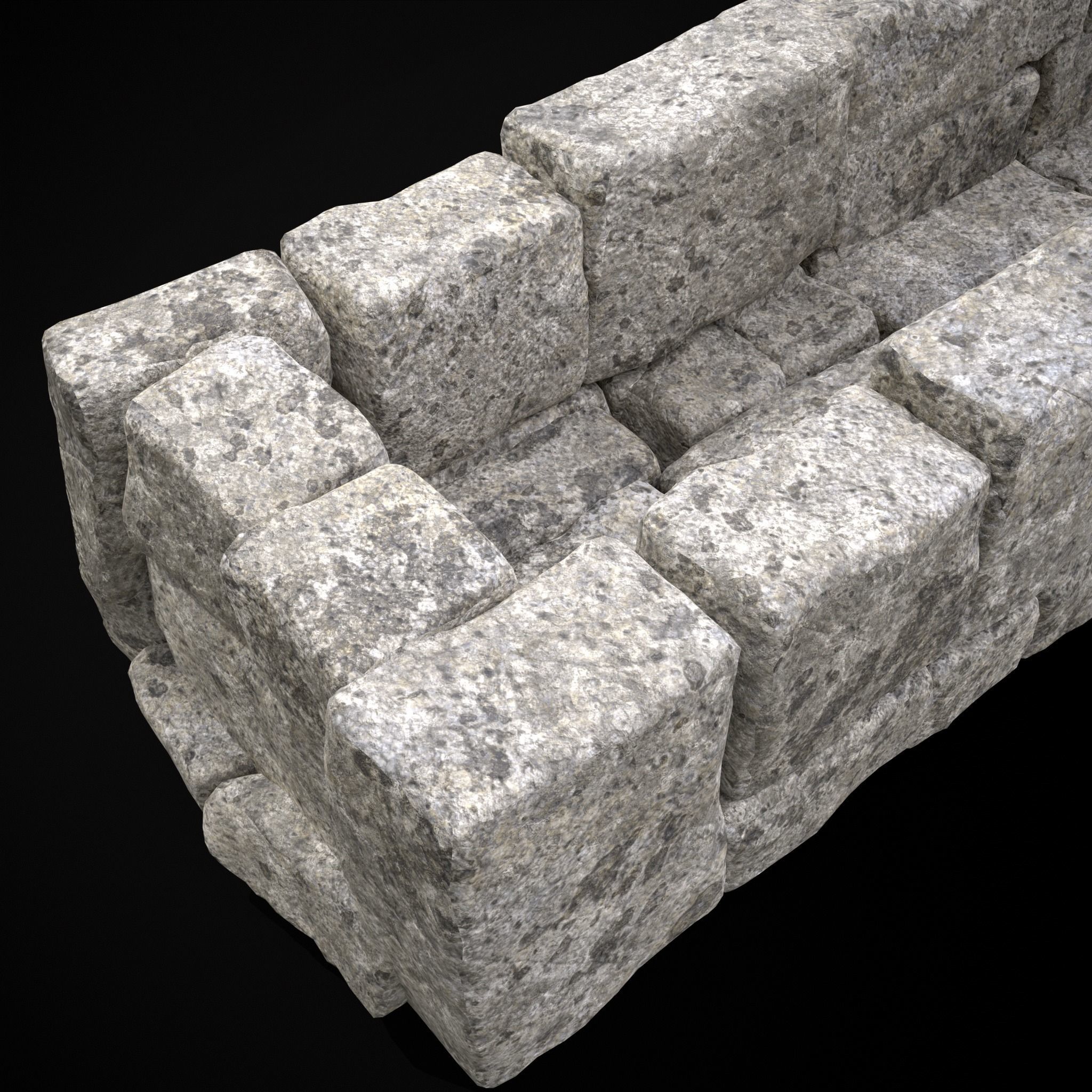 Rustic Stone Fireplace Low-poly 3D model_9