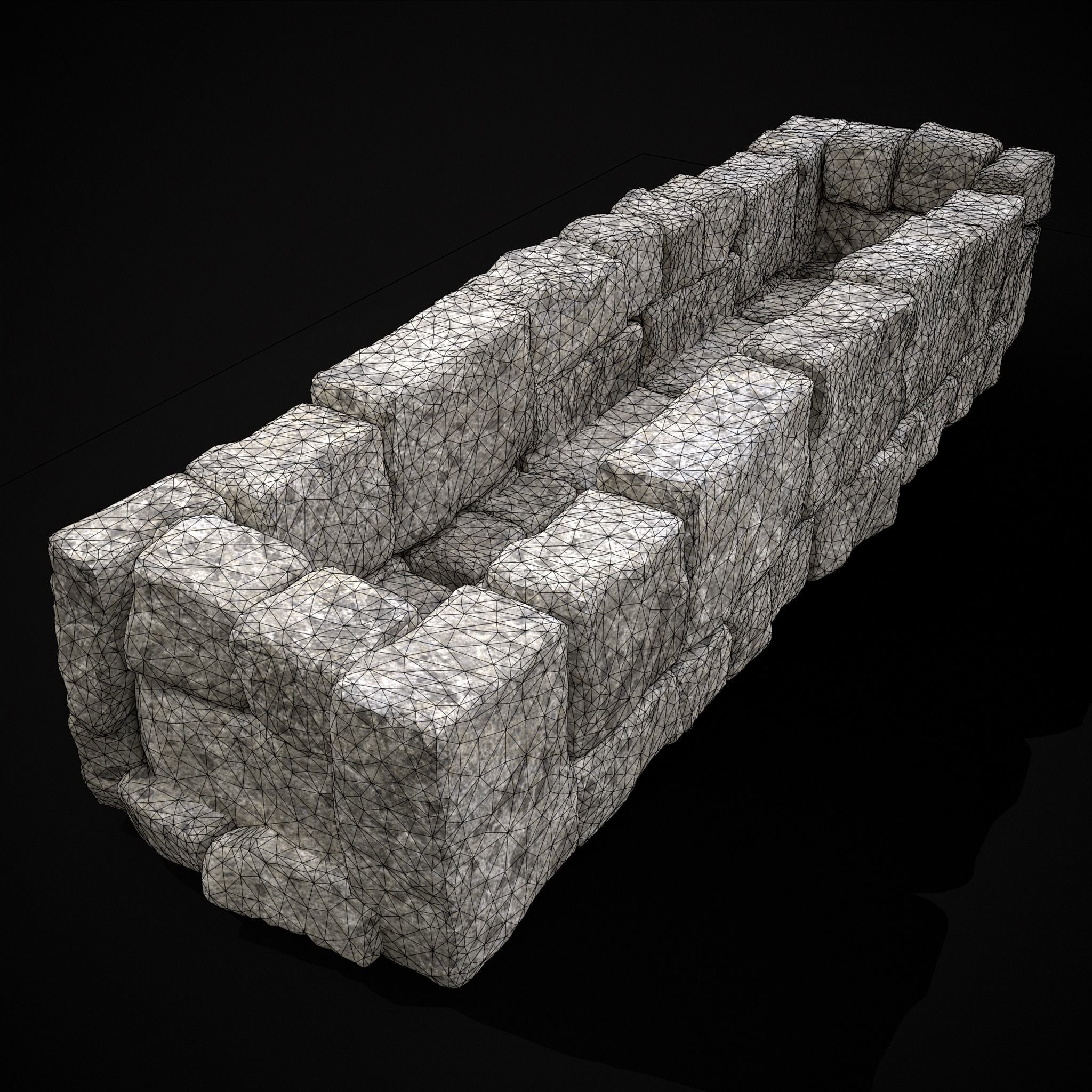 Rustic Stone Fireplace Low-poly 3D model_20