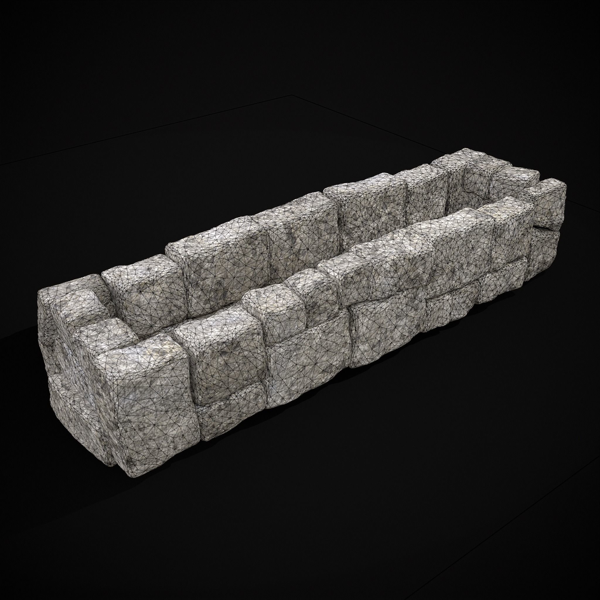 Rustic Stone Fireplace Low-poly 3D model_2