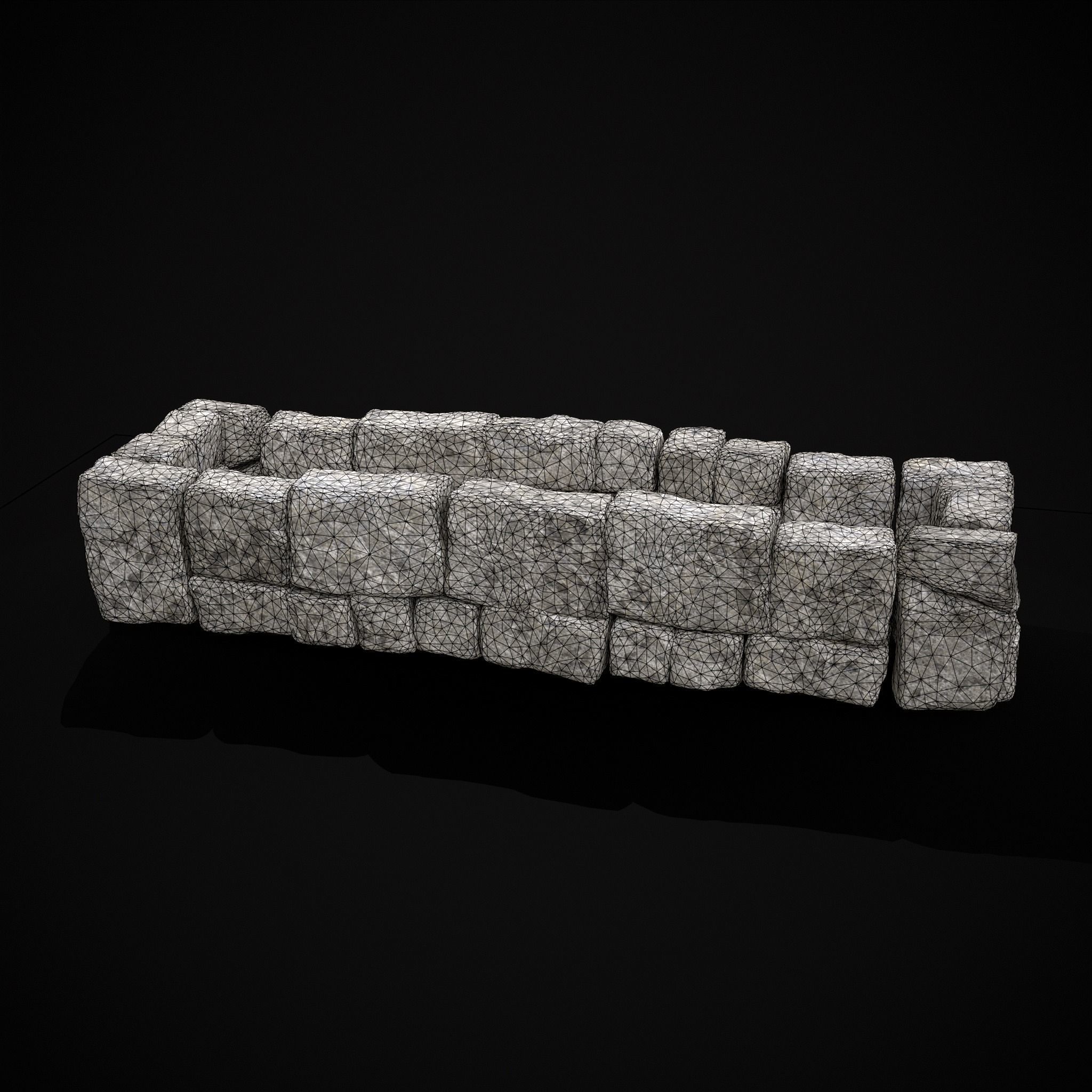 Rustic Stone Fireplace Low-poly 3D model_16