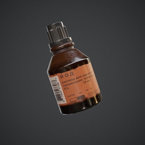 Medicine Iodine Bottle Low-poly 3D model