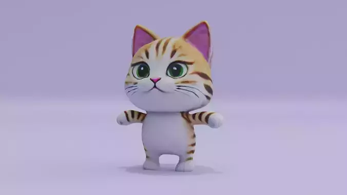 Cat Cute T-pose Free low-poly 3D model