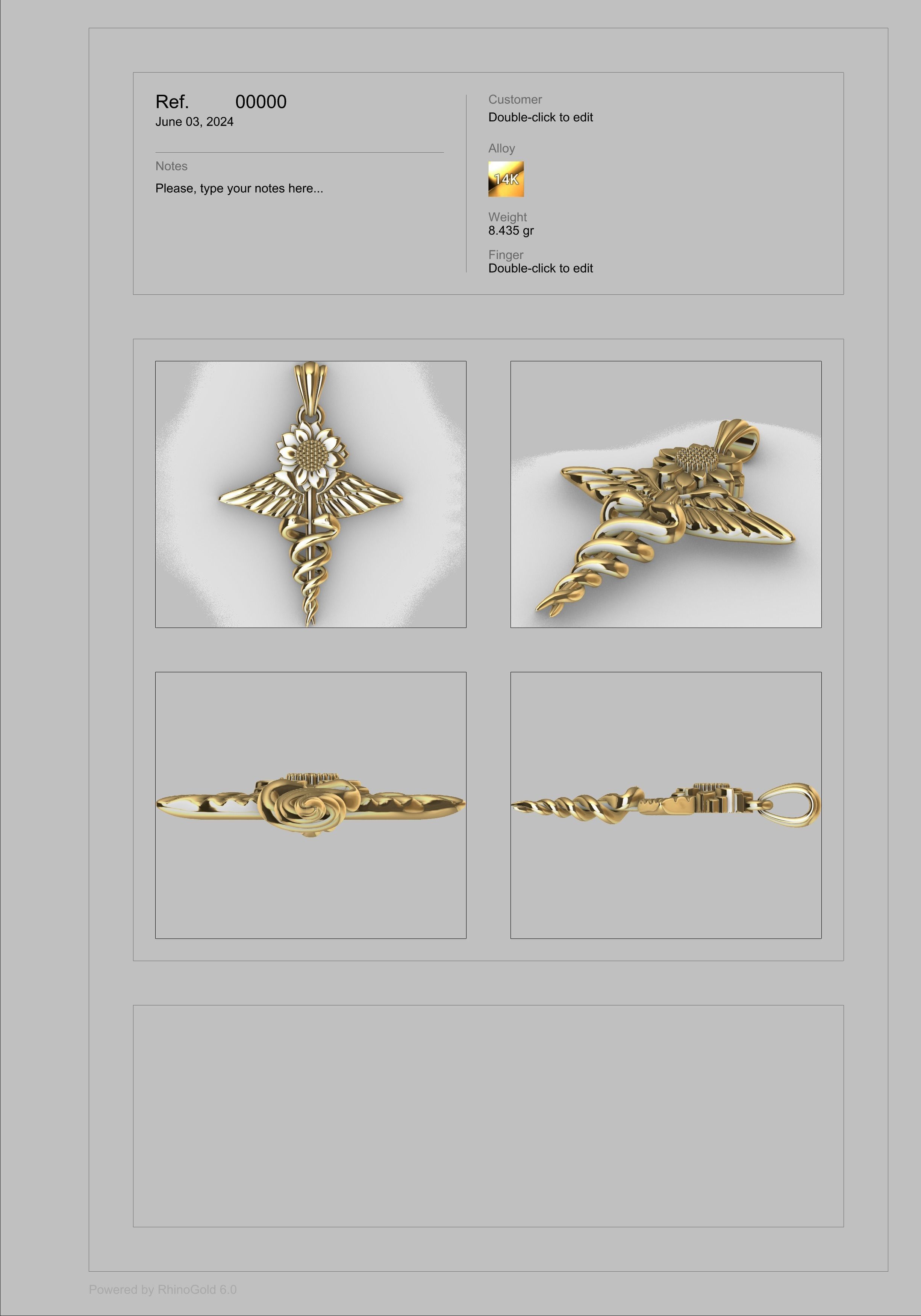 Sunflower Caduceus Necklace Charm Bracelet Medical Jewelry 3D print model_15