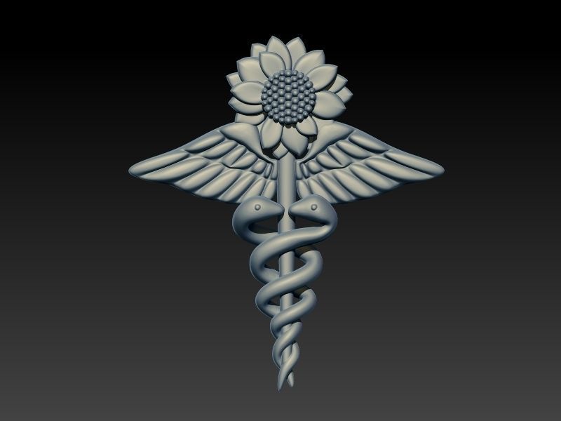 Sunflower Caduceus Necklace Charm Bracelet Medical Jewelry 3D print model_12