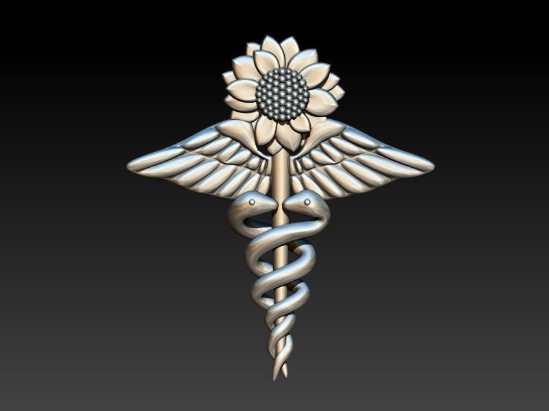 Sunflower Caduceus Necklace Charm Bracelet Medical Jewelry 3D print model_14