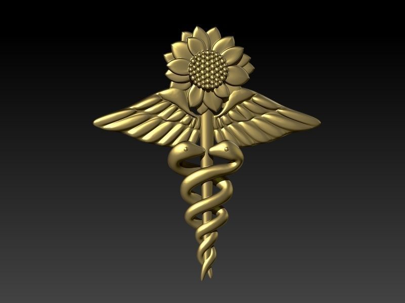 Sunflower Caduceus Necklace Charm Bracelet Medical Jewelry 3D print model_13
