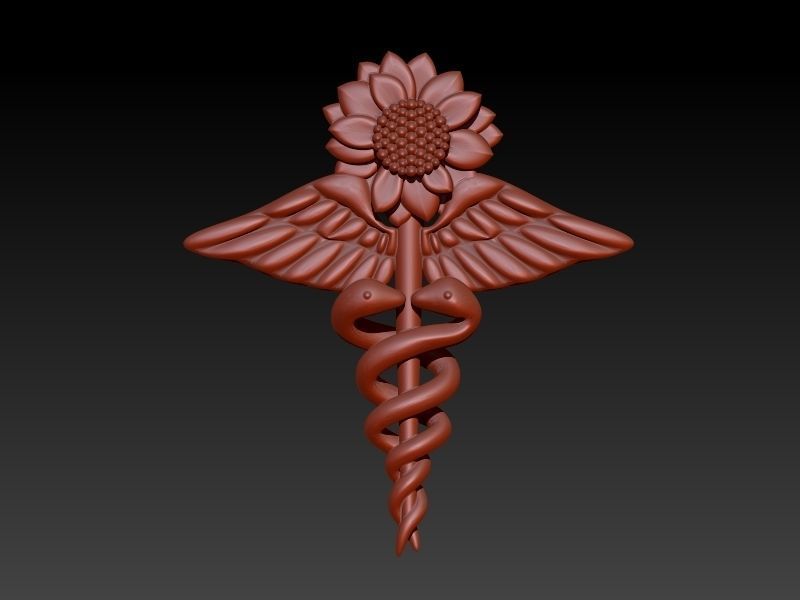 Sunflower Caduceus Necklace Charm Bracelet Medical Jewelry 3D print model_1