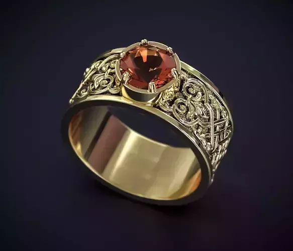 A WIDE RING WITH AN ORNAMENT Printable Model