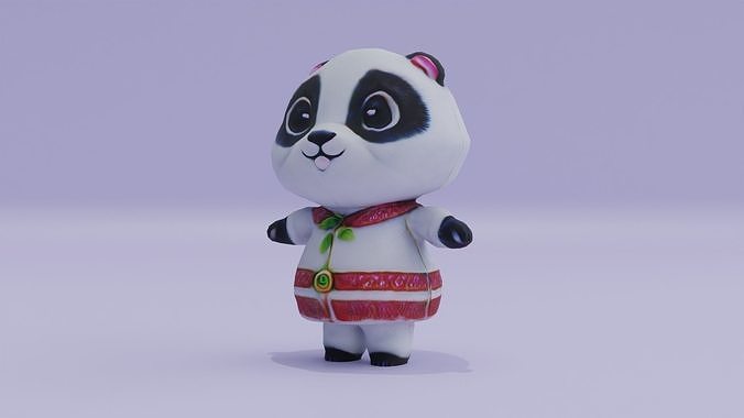 Panda Cute Baby Kawaii Low-poly 3D model