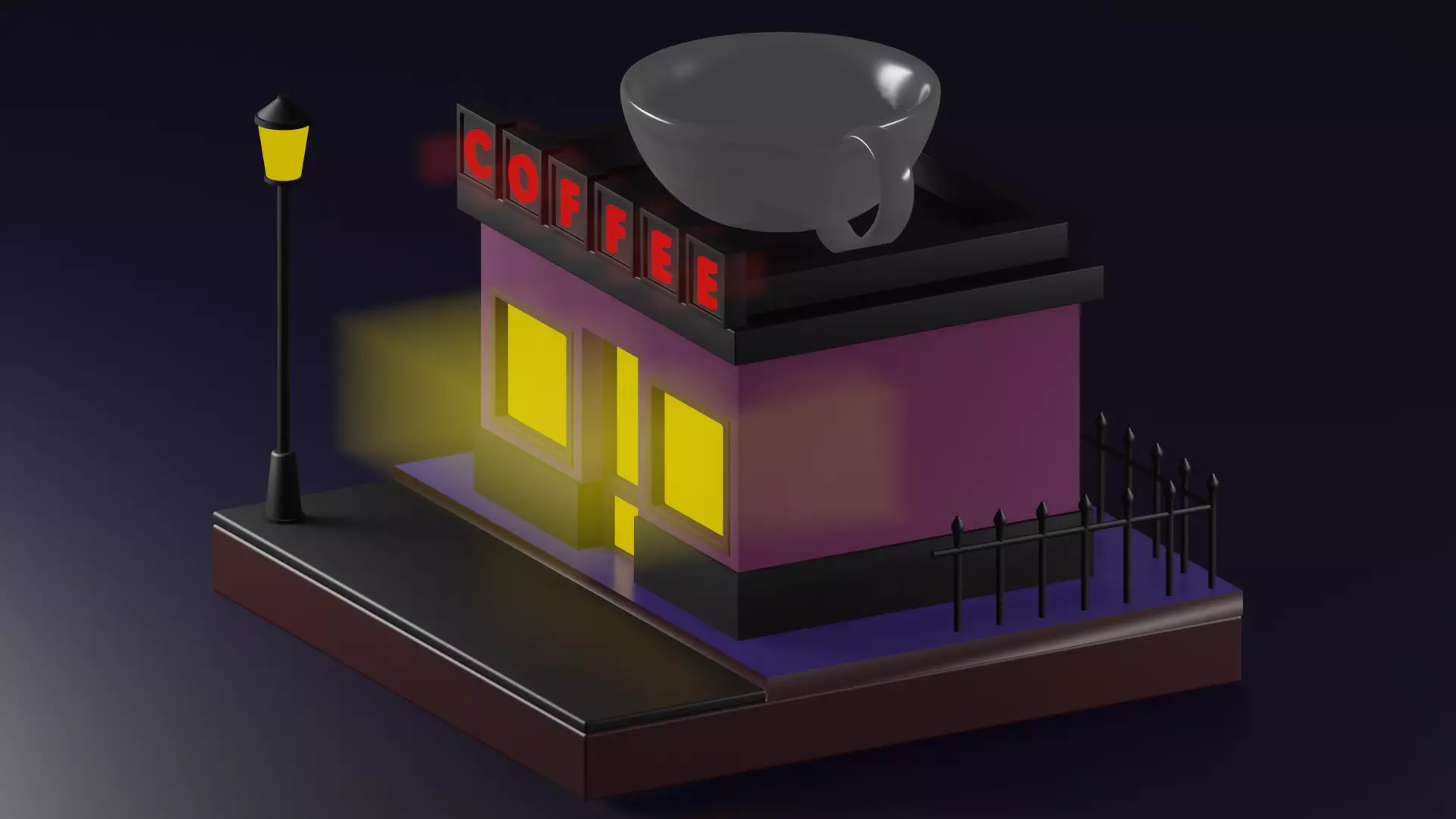 Coffee shop Free low-poly 3D model_0