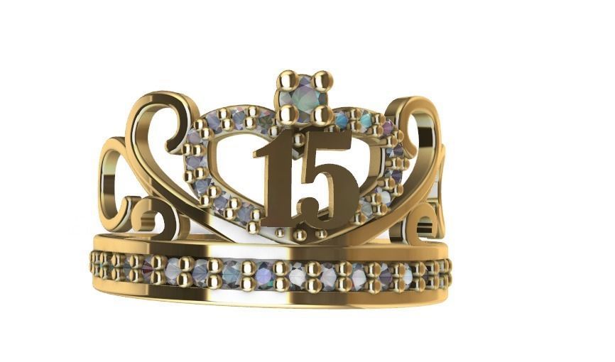 Anillo de 15 para dama-mujer -v- 3D print model_2