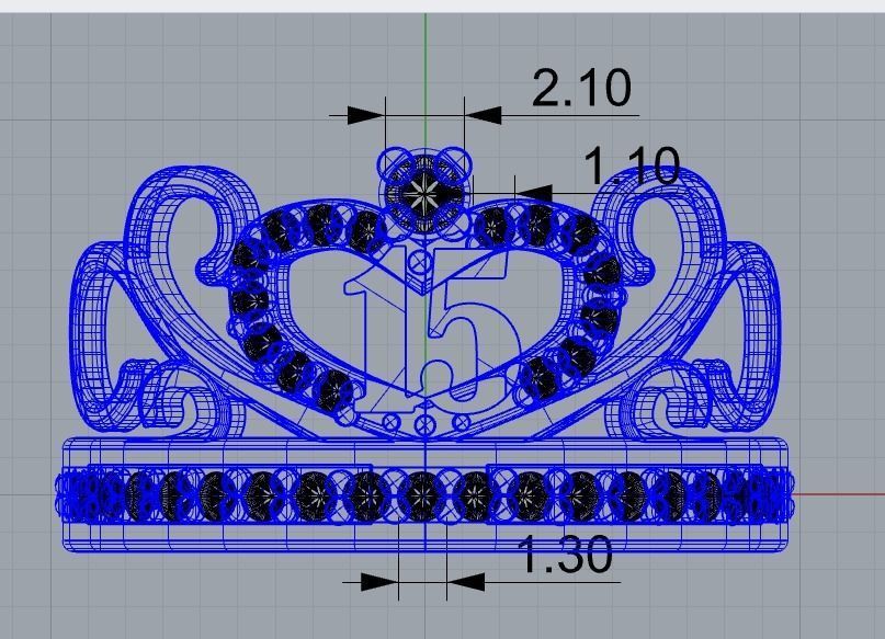 Anillo de 15 para dama-mujer -v- 3D print model_7