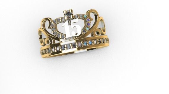 Anillo de 15 para dama-mujer -v- 3D print model_1