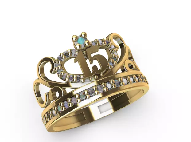 Anillo de 15 para dama-mujer -v- 3D print model_0