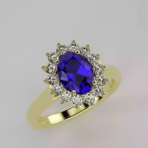 Cluster Ring 8x6mm Center Stone 