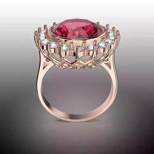 Printable STL jewelry engagement ring gem oval 14x12mm 8ct 