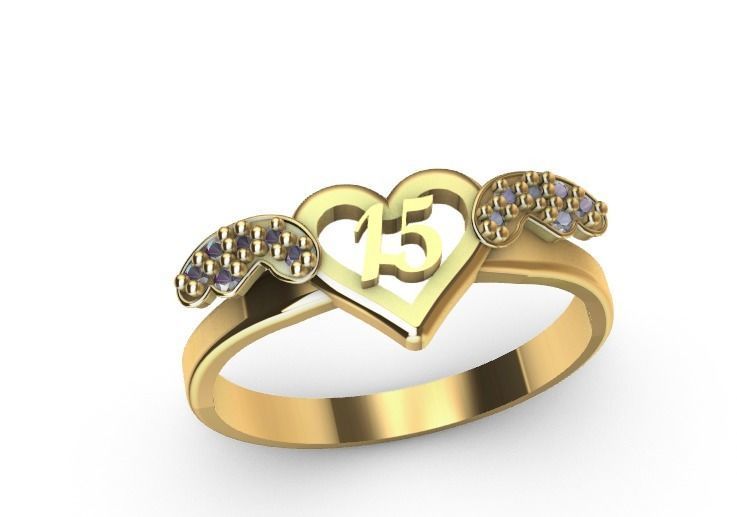 Anillo de 15 para dama-mujer -v- 3D print model_1