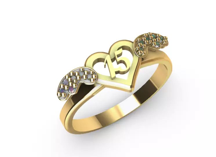 Anillo de 15 para dama-mujer -v- 3D print model_0