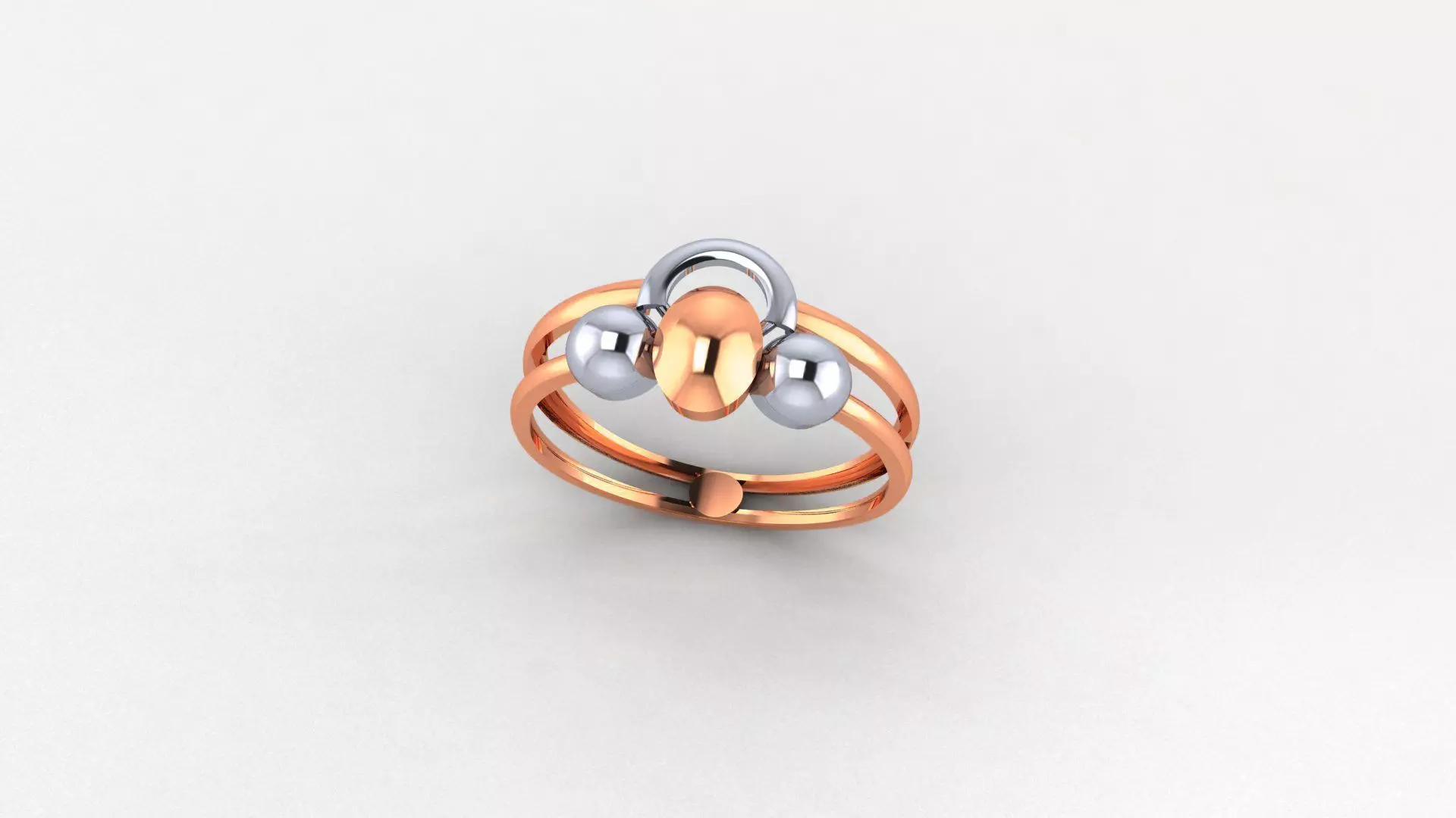 Tri Balls on Wire Ultra light wt minimalist Plain Gold Ring 3D print model_0