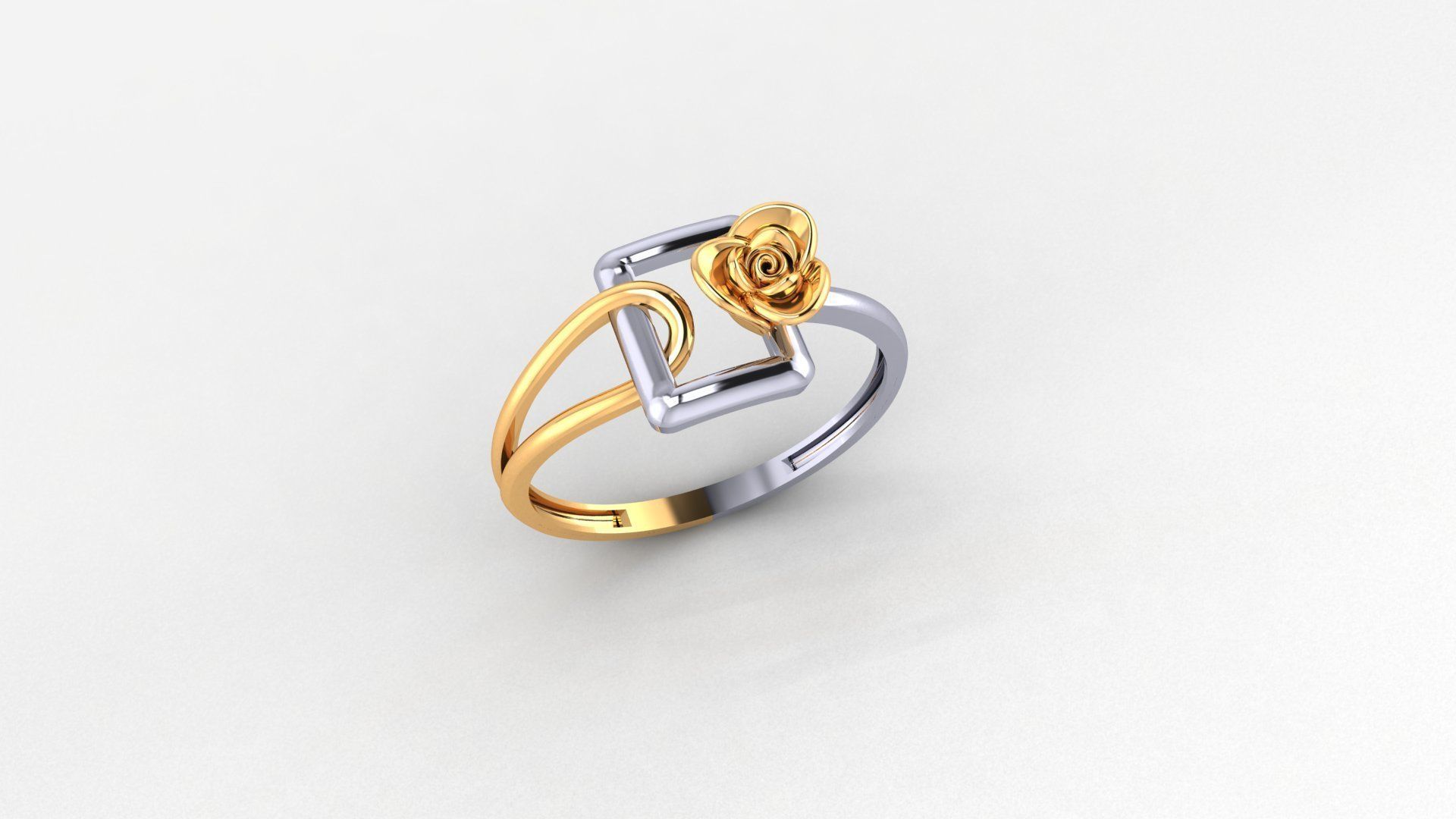 Flower Wire Ultra light wt minimalist Plain Gold Ring  3D print model_1