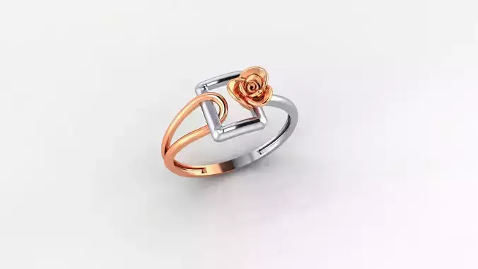 Flower Wire Ultra light wt minimalist Plain Gold Ring  3D print model