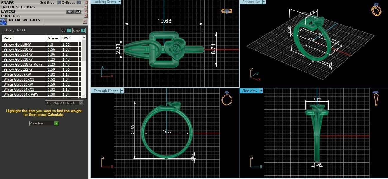 Flower Wire Ultra light wt minimalist Plain Gold Ring  3D print model_3