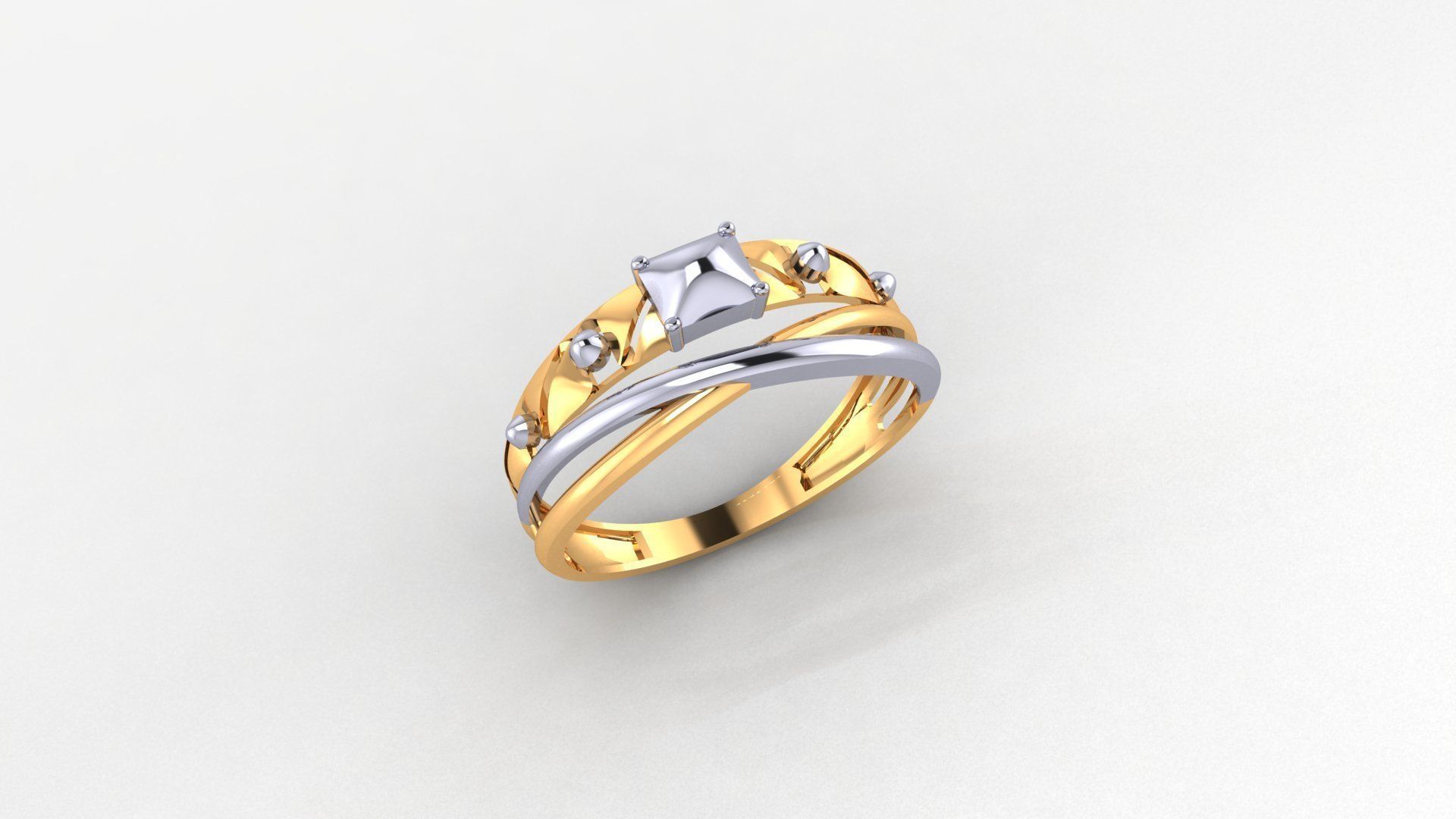 Geometric Wire Ultra light wt minimalist Plain Gold Ring 3D print model_1