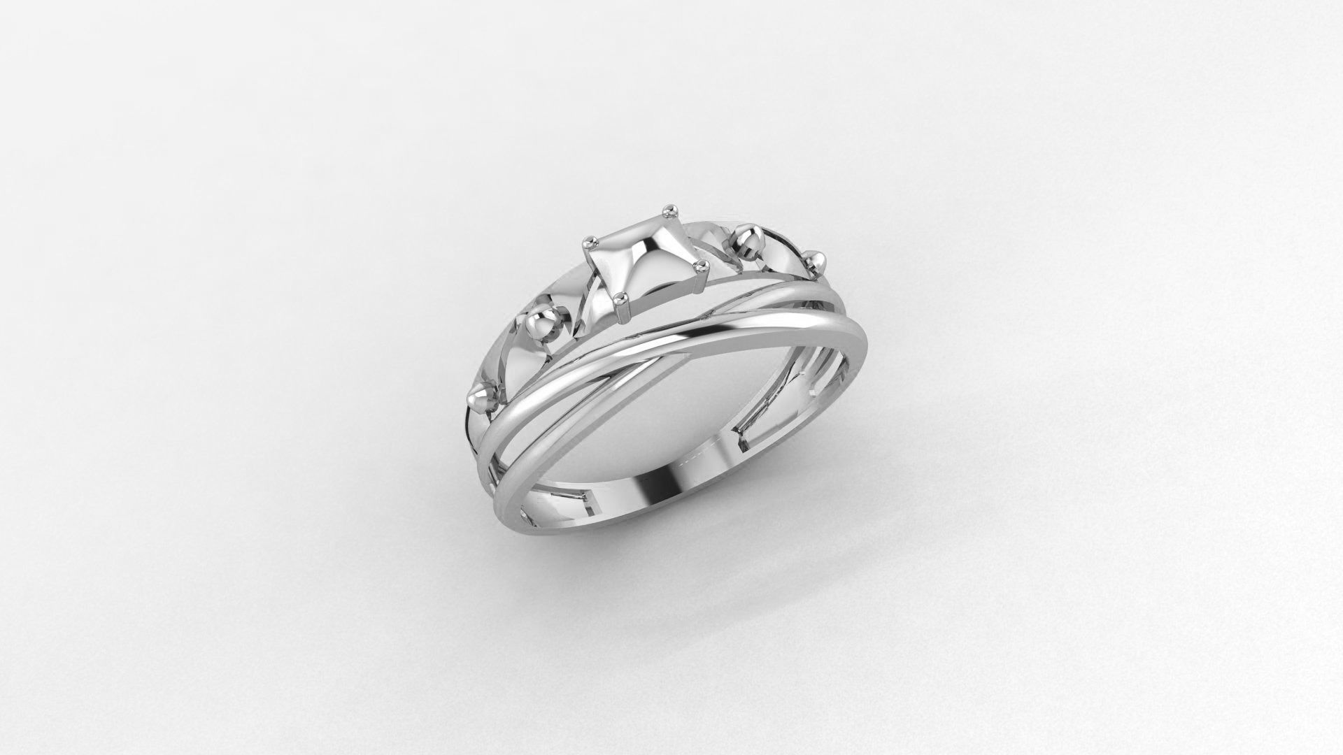 Geometric Wire Ultra light wt minimalist Plain Gold Ring 3D print model_2