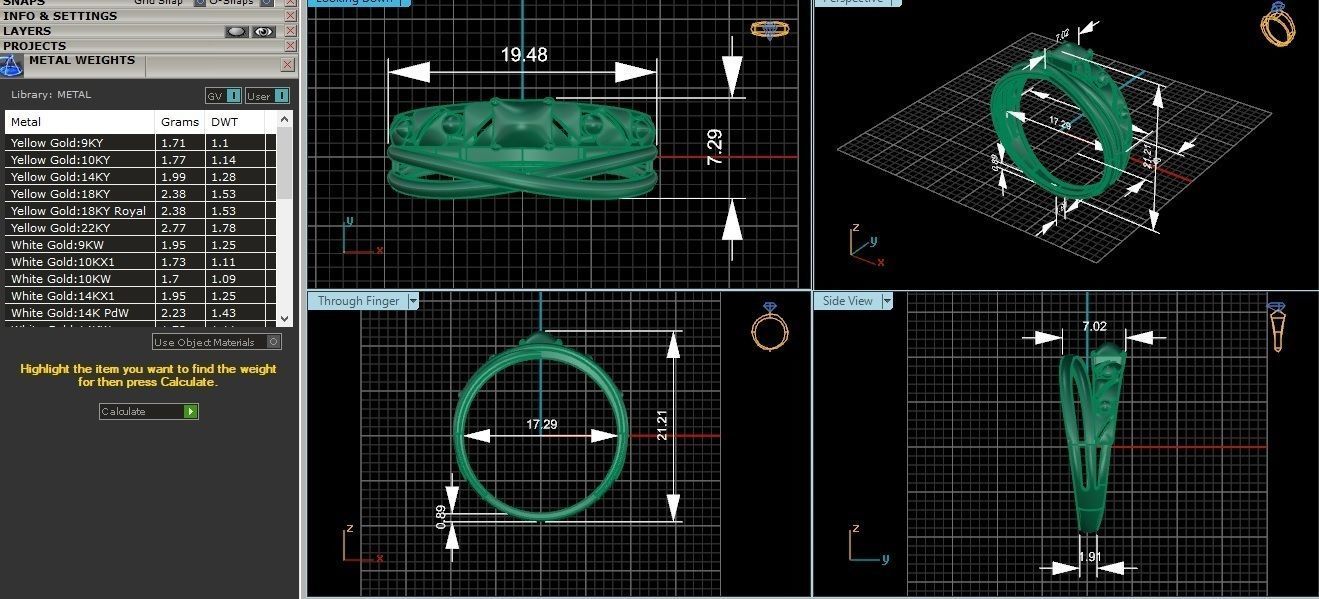 Geometric Wire Ultra light wt minimalist Plain Gold Ring 3D print model_3