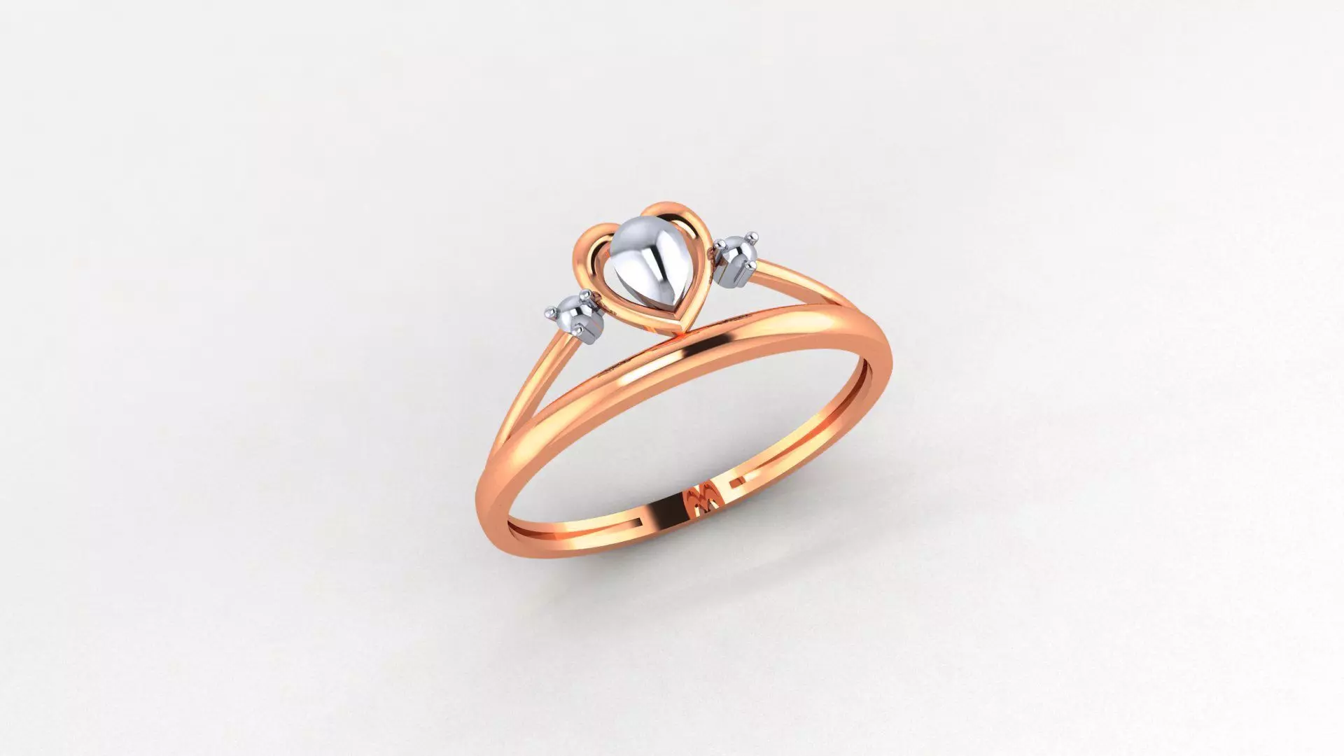 Heart Love Valentine Crown Ultra light wt Plain Gold Ring 3D print model_0