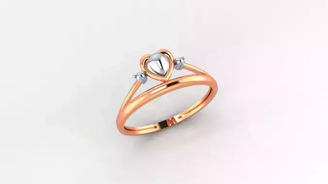 Heart Love Valentine Crown Ultra light wt Plain Gold Ring 3D print model