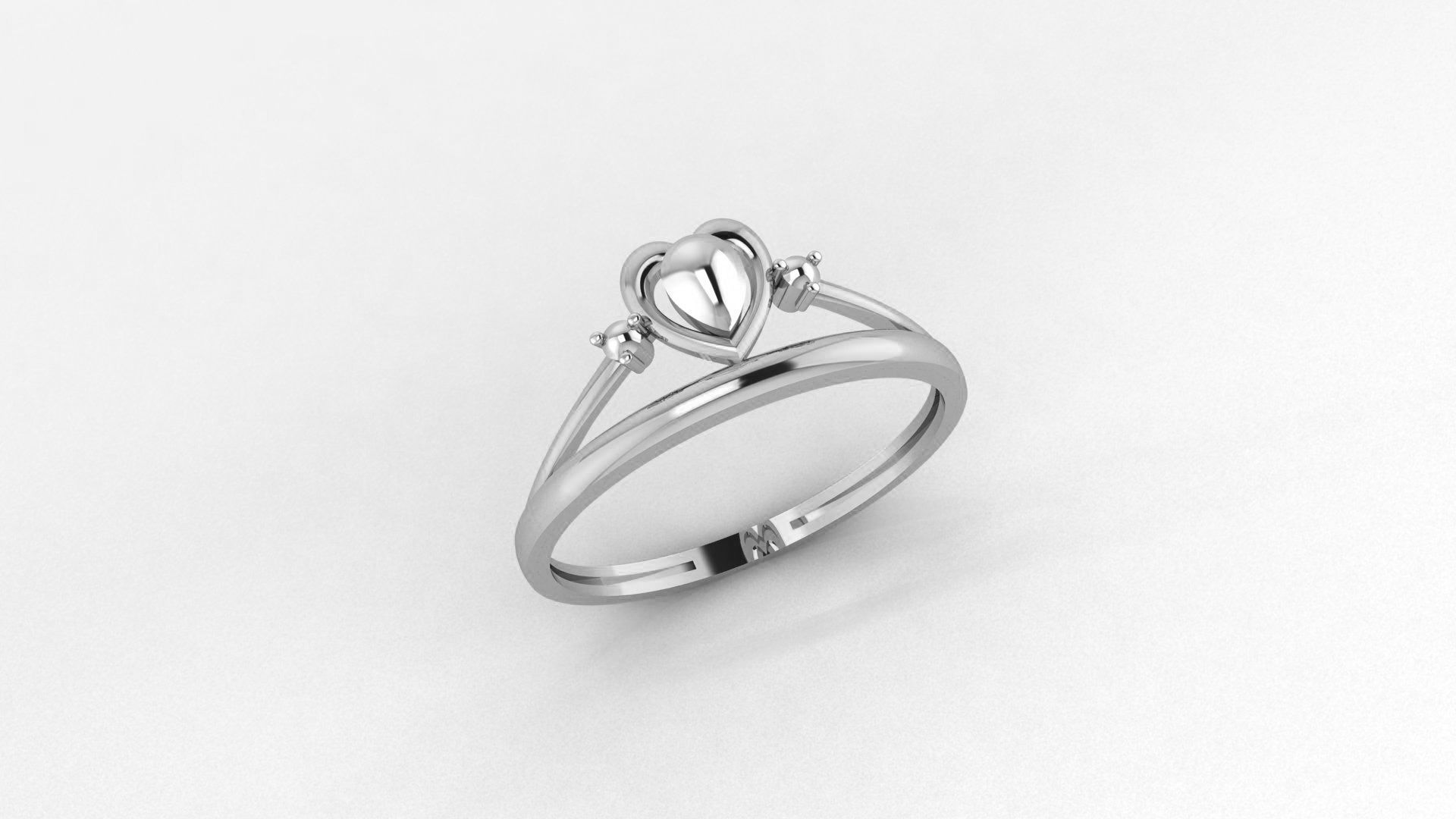 Heart Love Valentine Crown Ultra light wt Plain Gold Ring 3D print model_2