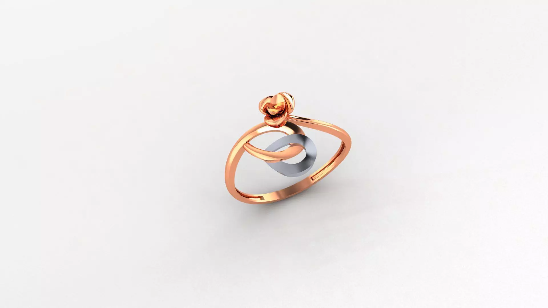 FLower on Wire Ultra light wt minimalist Plain Gold Ring 3D print model_0