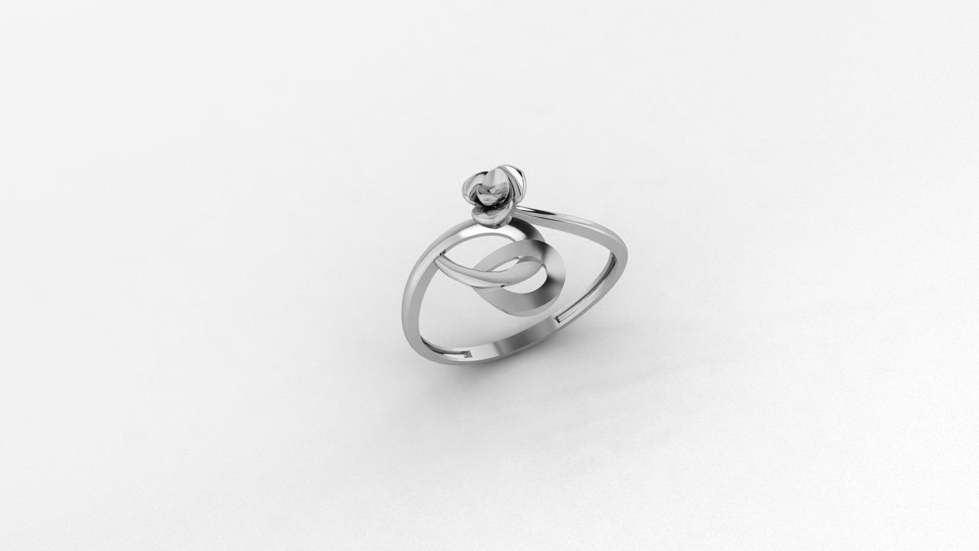 FLower on Wire Ultra light wt minimalist Plain Gold Ring 3D print model_2