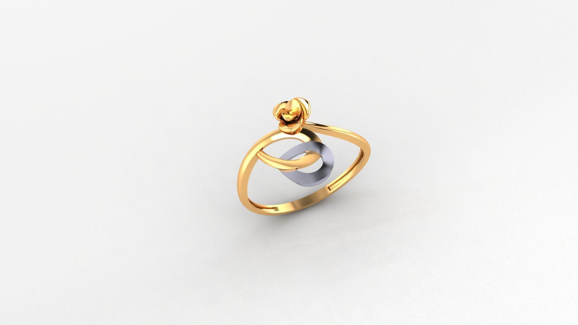 FLower on Wire Ultra light wt minimalist Plain Gold Ring 3D print model_1