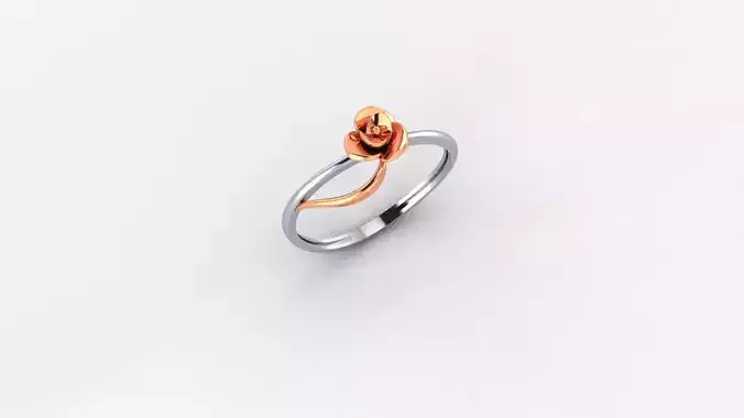 Flower on Wire Ultra light wt minimalist Plain Gold Ring 3D print model