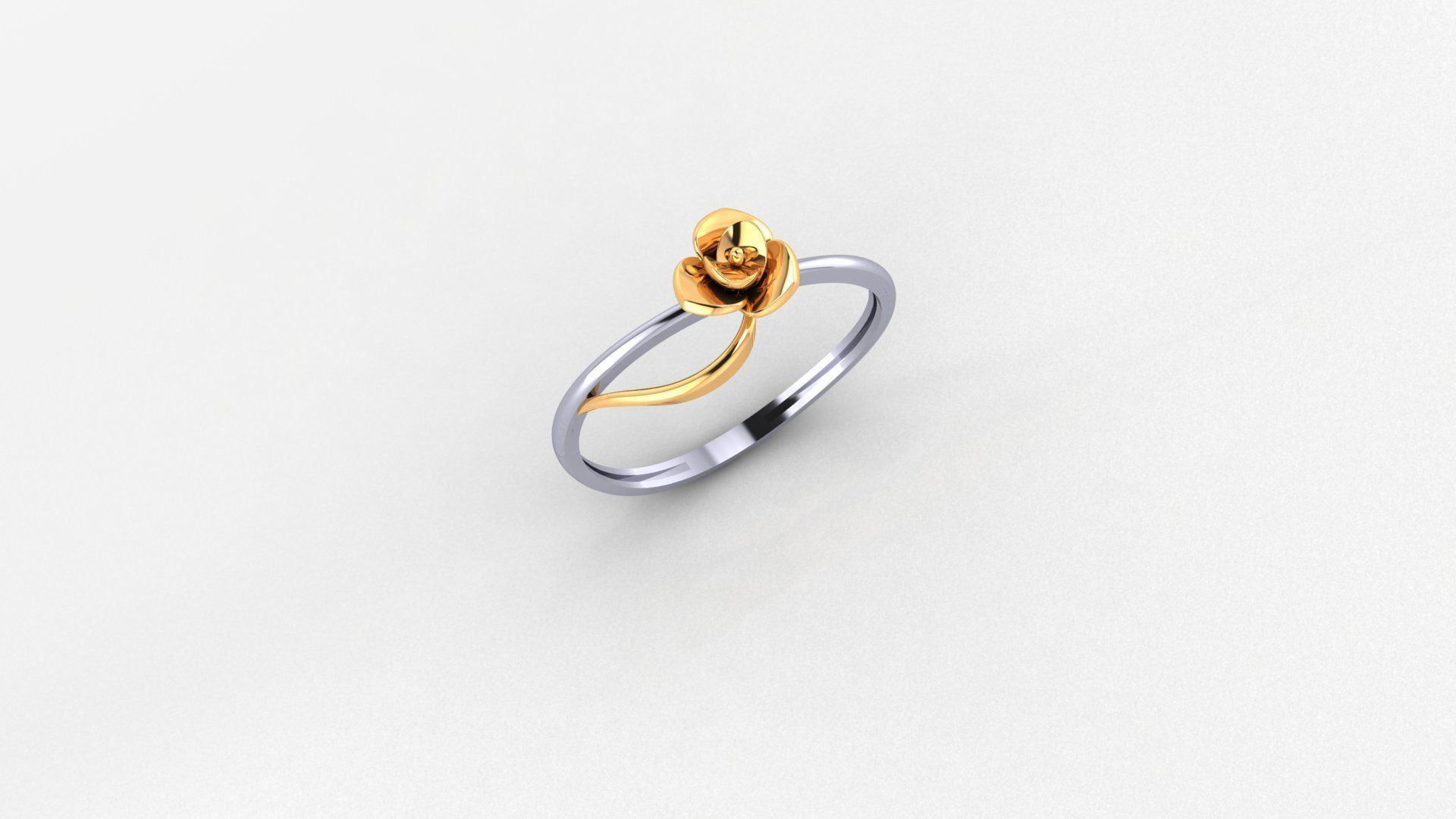 Flower on Wire Ultra light wt minimalist Plain Gold Ring 3D print model_1