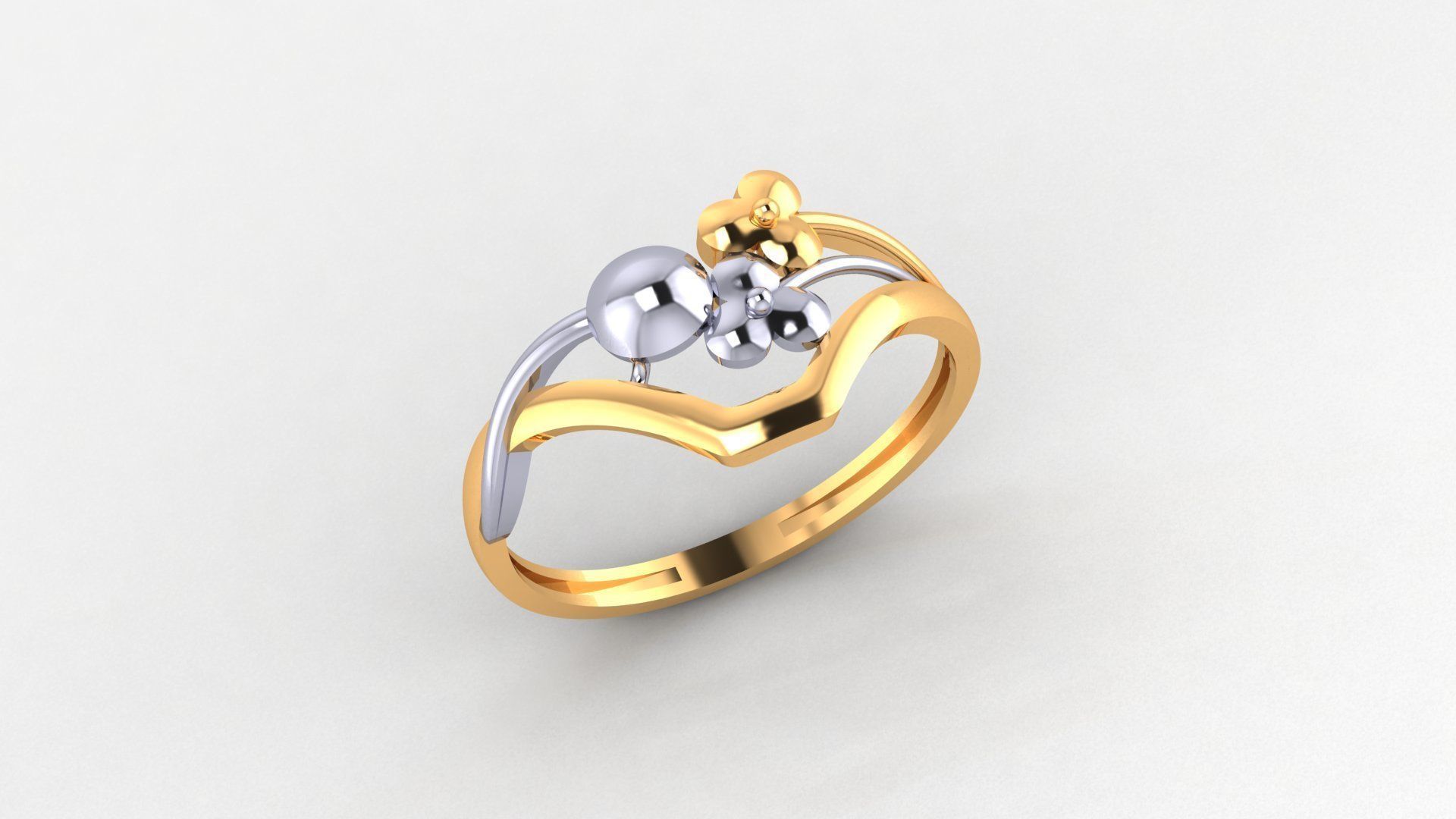 Blooming Flower Ultra light wt minimalist Plain Gold Ring 3D print model_1