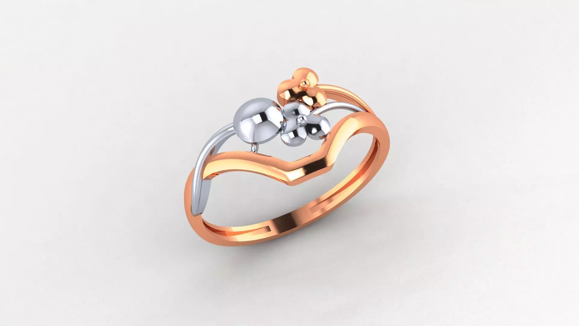 Blooming Flower Ultra light wt minimalist Plain Gold Ring 3D print model_0