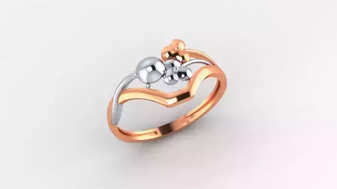 Blooming Flower Ultra light wt minimalist Plain Gold Ring 3D print model