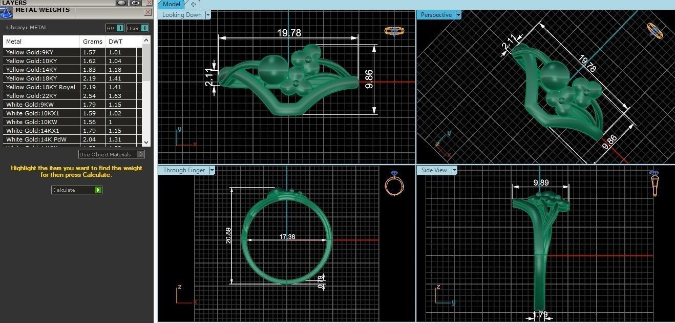 Blooming Flower Ultra light wt minimalist Plain Gold Ring 3D print model_3